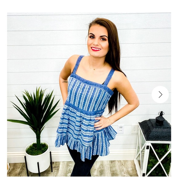 easel Tops Babydoll Denim Ruffled Top Poshmark